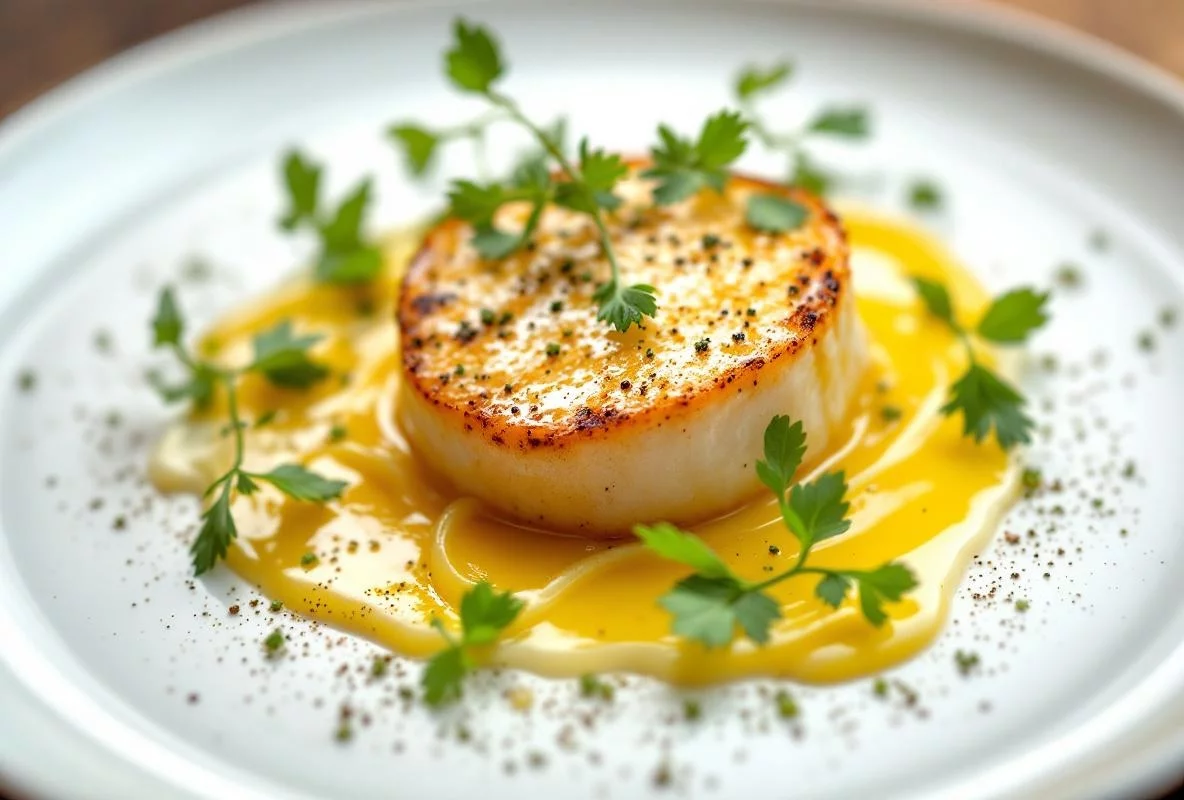 Lotte rôtie, purée de céleri et beurre blanc citronné : la recette parfaite