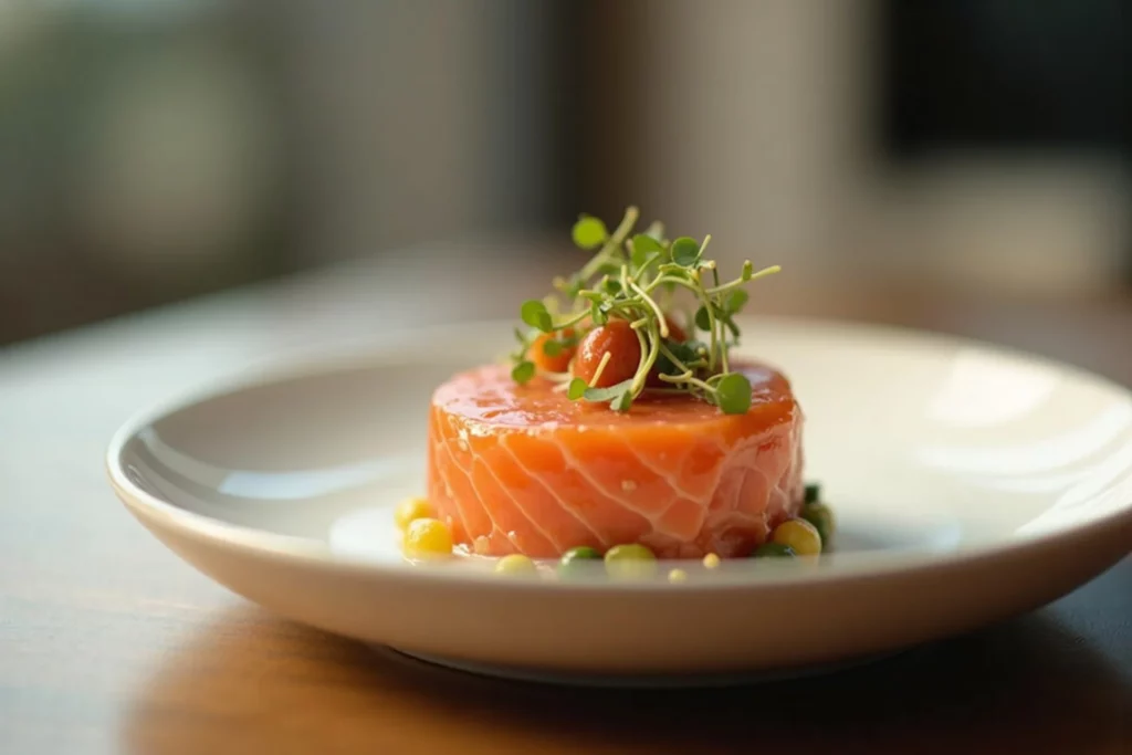 Tartare de saumon minute inspiré de Yannick Alléno detail 1