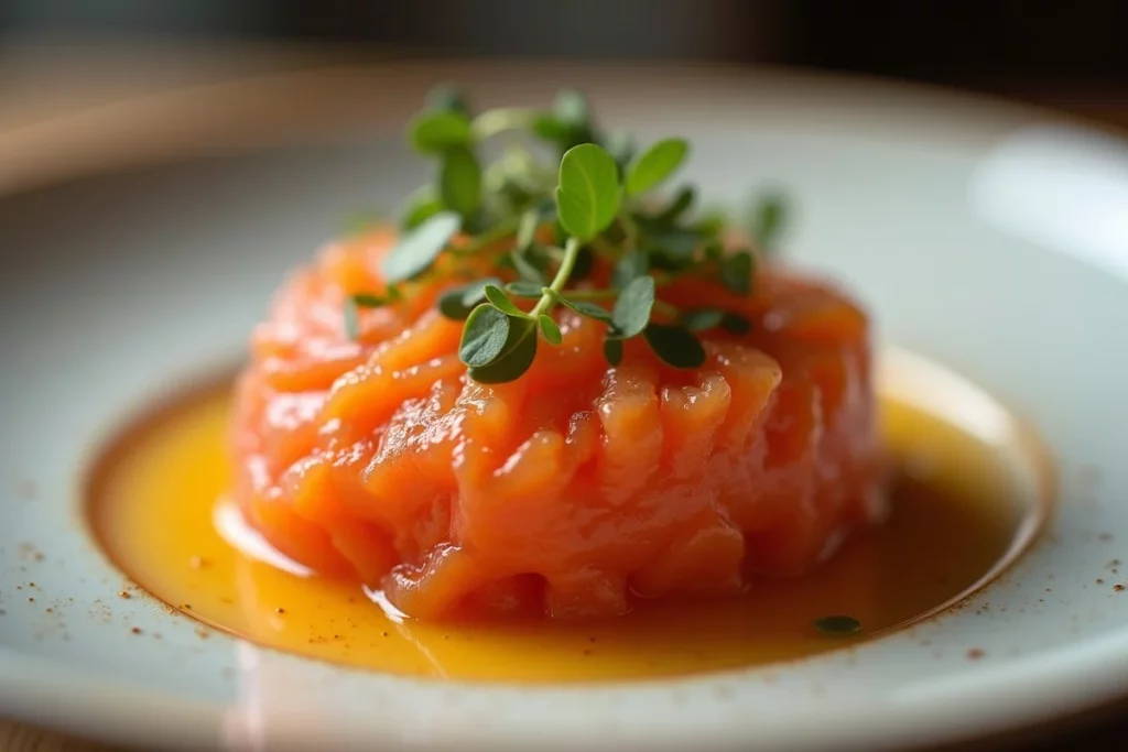 Tartare de saumon minute inspiré de Yannick Alléno detail 1