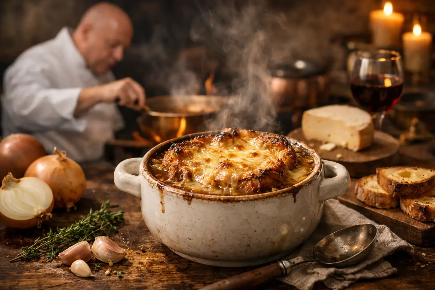 Soupe à l&rsquo;oignon gratinée : la technique ancestrale sublimée par Thierry Marx