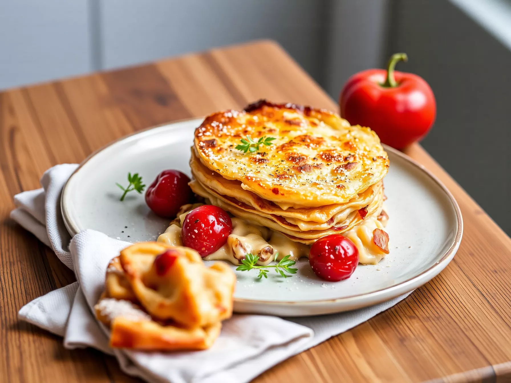 Le gratin crousti-fondant façon Cyril Lignac – restes de crêpes, béchamel légère et fromage gratiné