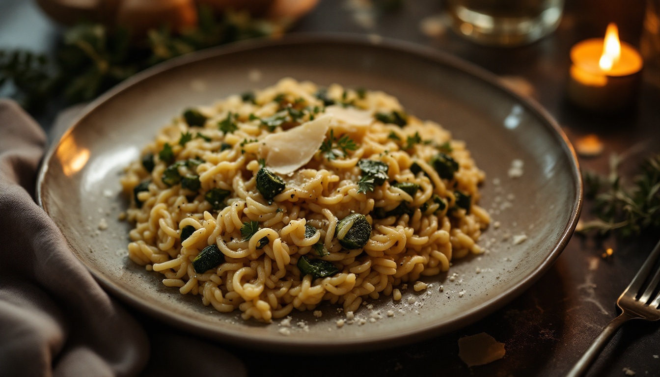 Risotto courgettes, fleurs et parmesan 24 mois : la technique de cuisson à l’onde pour un riz nacré à la maison