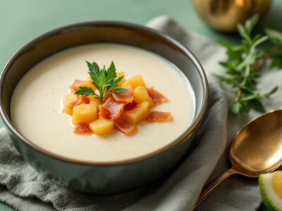 Soupe froide de melon au jambon ibérique et menthe : l&rsquo;élégance de l&rsquo;été en quelques gestes
